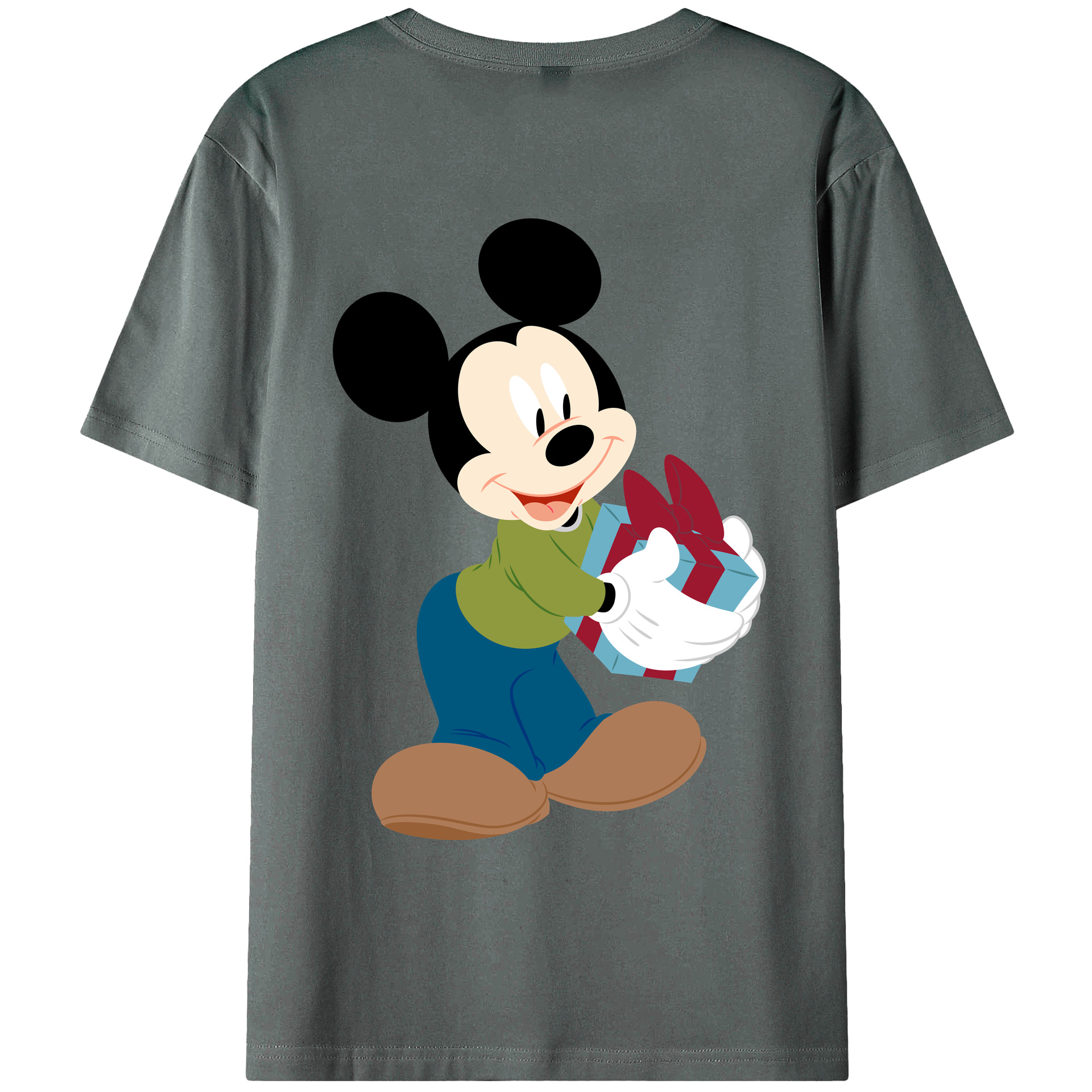 ミッキーマウス Mickey Mouse 綿100％ メンズ半袖Tシャツ（バックプリント） 通気性